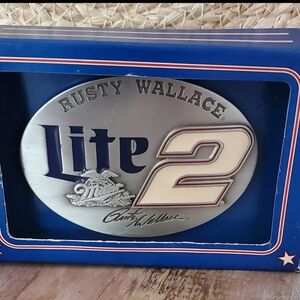 Vintage Rusty Wallace Miller Lite Belt Buckle